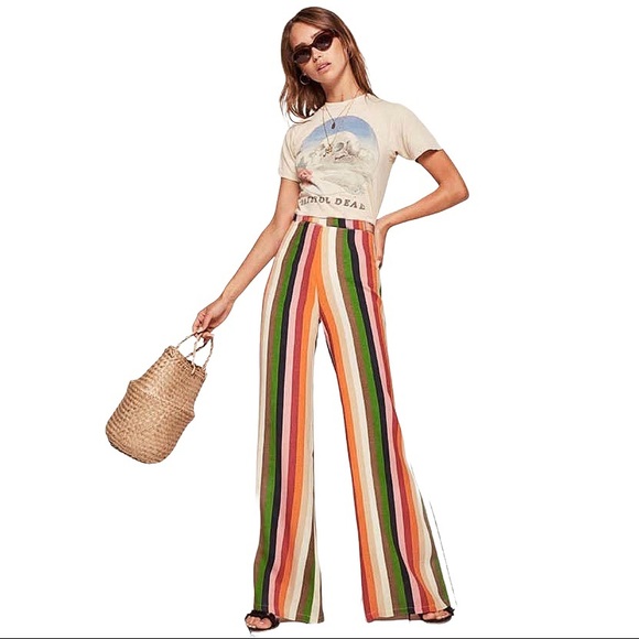 Reformation Pants - Reformation Rainbow Striped Sorrenti Pants